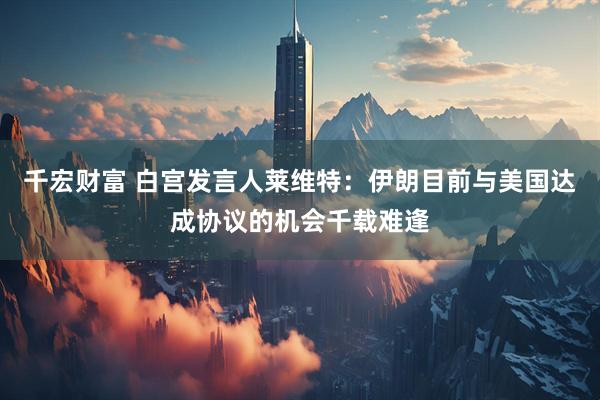 千宏财富 白宫发言人莱维特：伊朗目前与美国达成协议的机会千载难逢